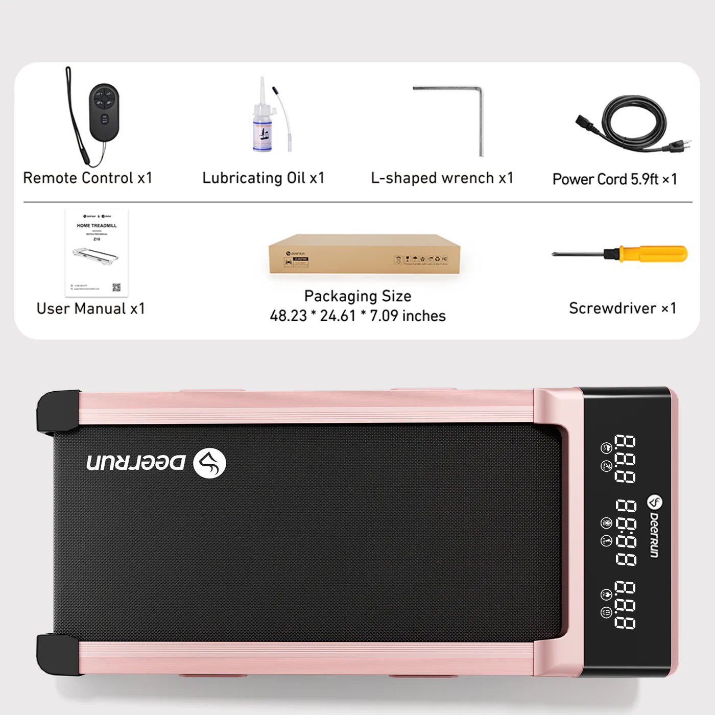 DeerRun Z10 12% Auto Incline Smart Walking Pad Treadmill with remote control Pink-Fat-burning & fitness friendly