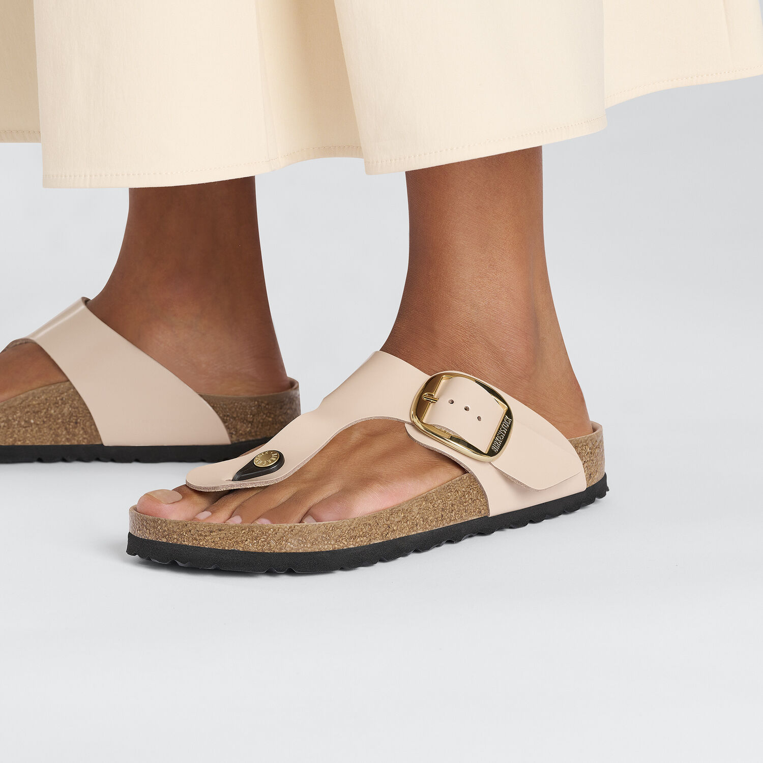 BIRKENSTOCK Gizeh Big Buckle Natural Leather Patent