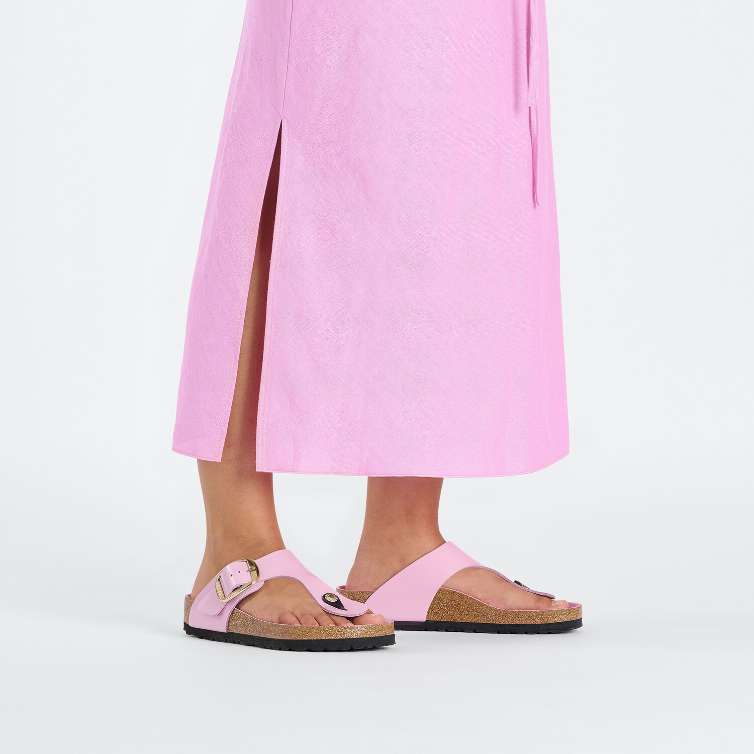 BIRKENSTOCK Gizeh Big Buckle Natural Leather Patent