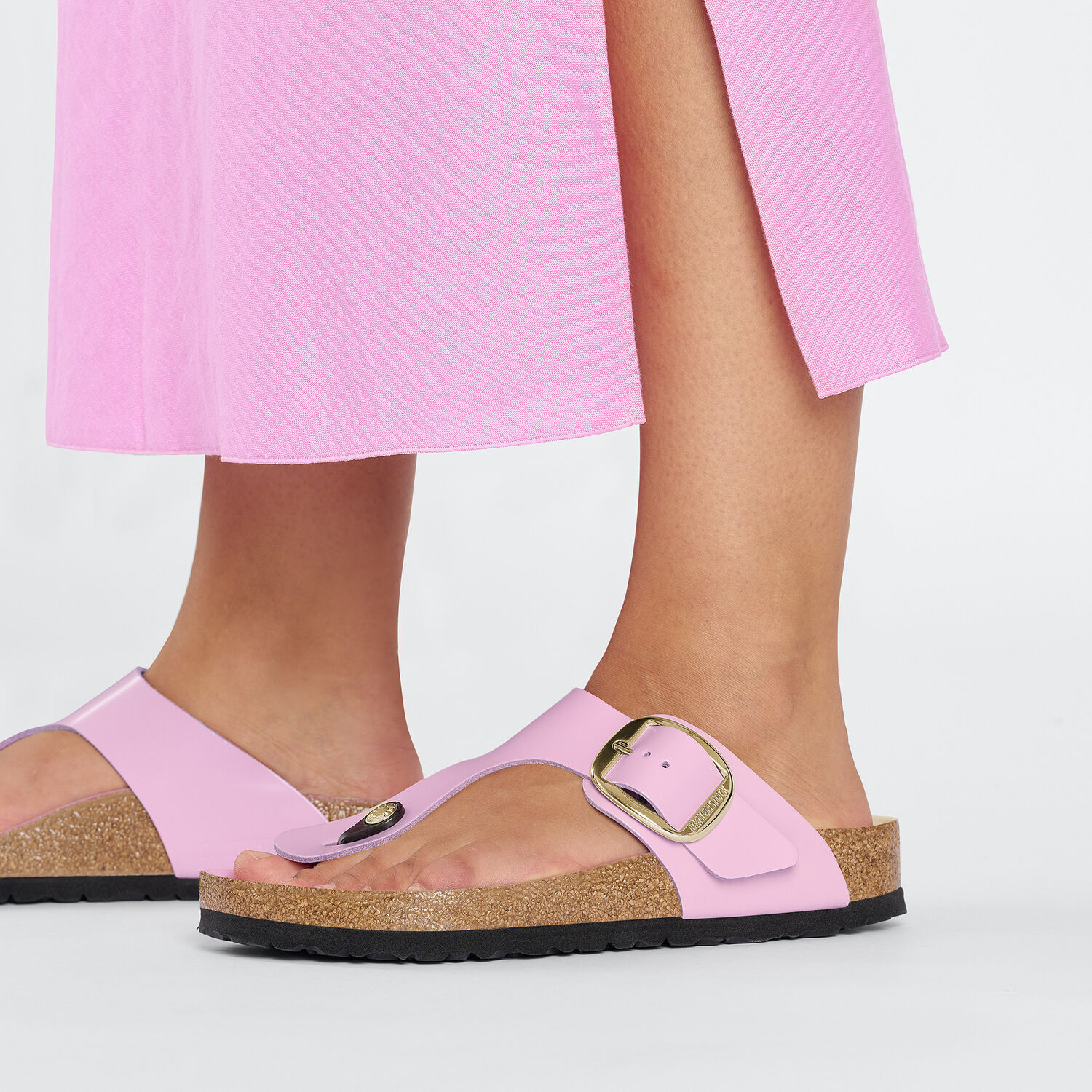 BIRKENSTOCK Gizeh Big Buckle Natural Leather Patent