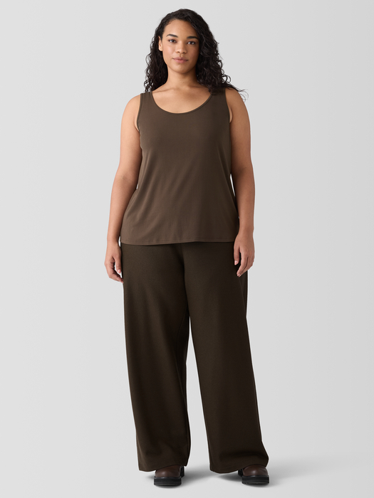 Eileen Fisher Felted Wool Jersey Wide-Leg Long Pant in Regenerative Wool
