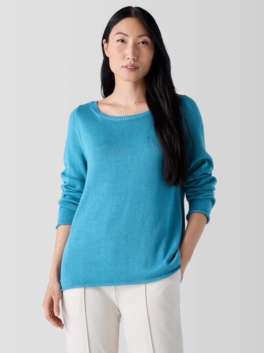 Eileen Fisher Peruvian Cotton Blend Bateau Neck Top