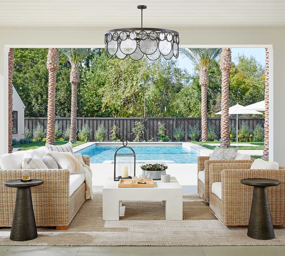 Pottery Barn Huntington Wicker Square Arm Outdoor Sofa (81")