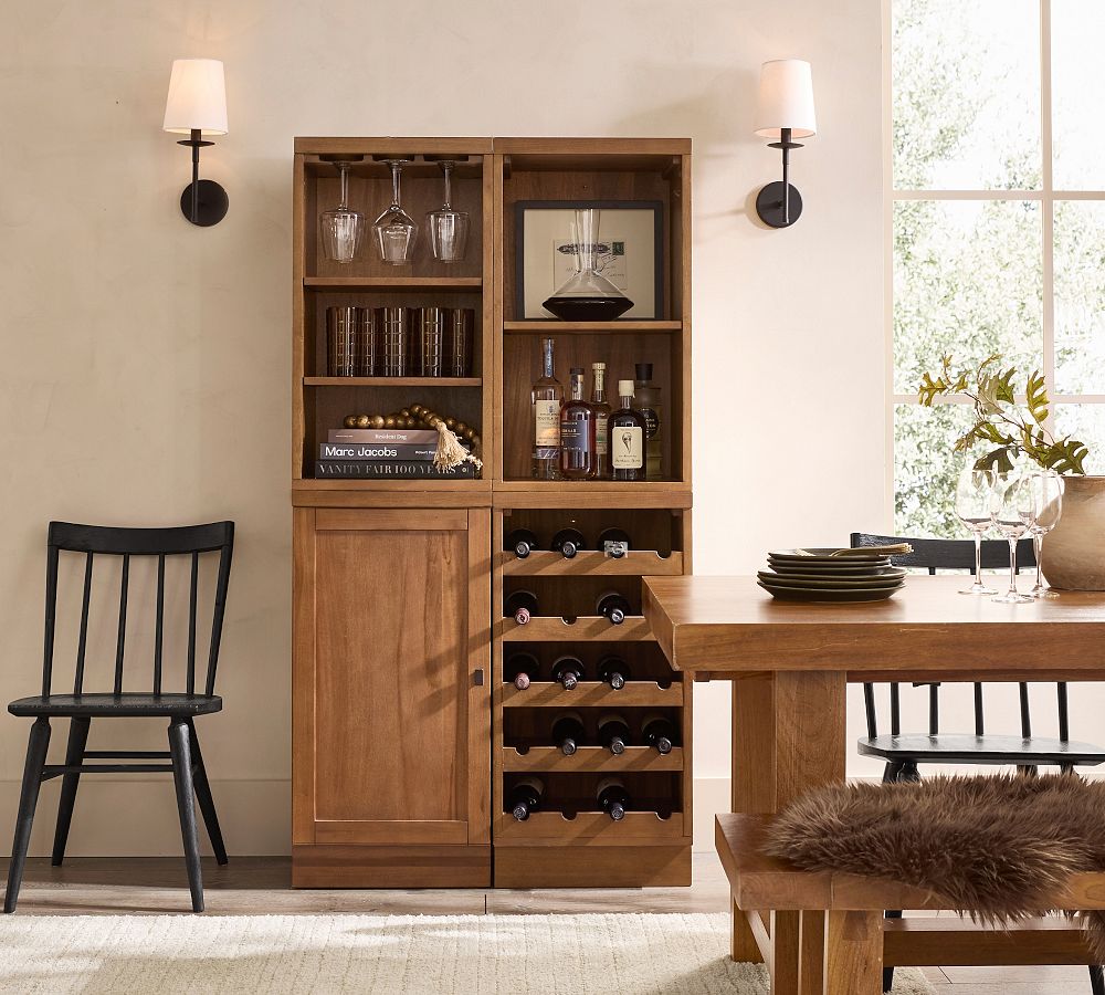 Pottery Barn Reed Modular Bar Shelf with Cabinet & Wine Storage (36")