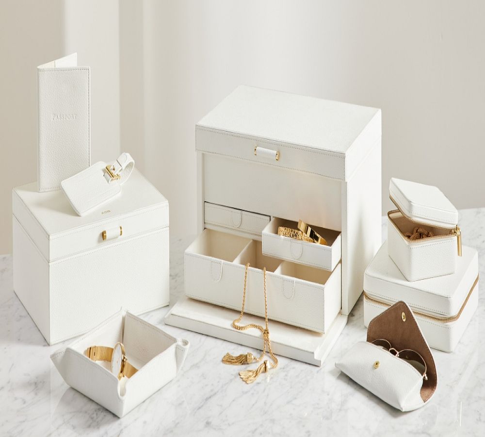 Pottery Barn Quinn Leather Jewelry Storage Collection - Printed
