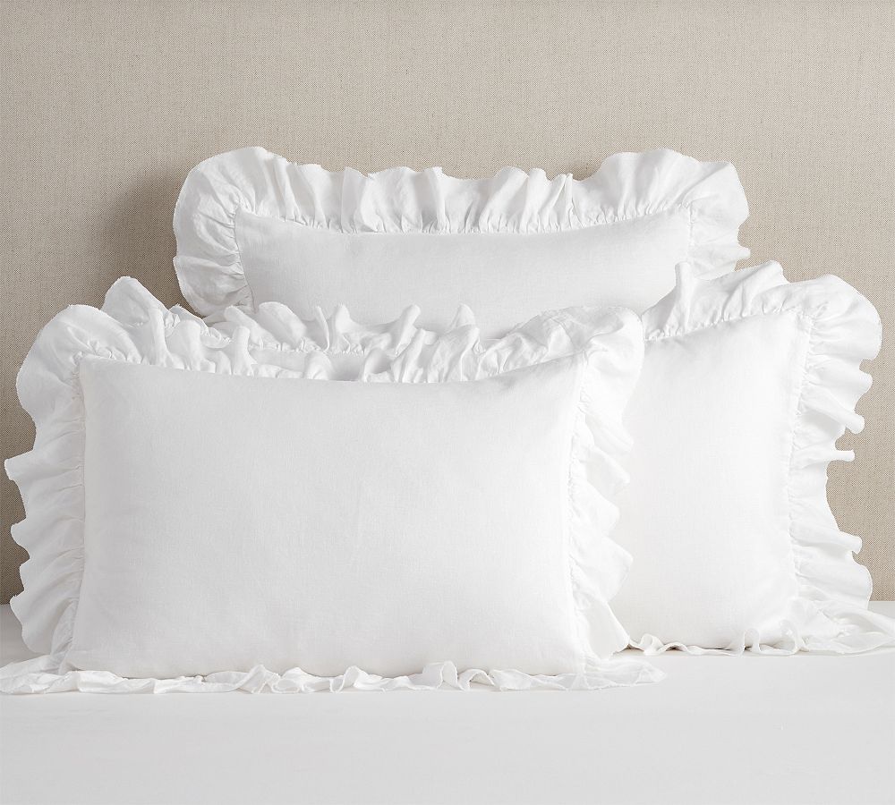 Pottery Barn Belgian Flax Linen Fringe Ruffle Sham