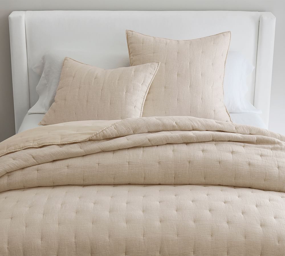 Pottery Barn European Flax Linen Waffle Quilt