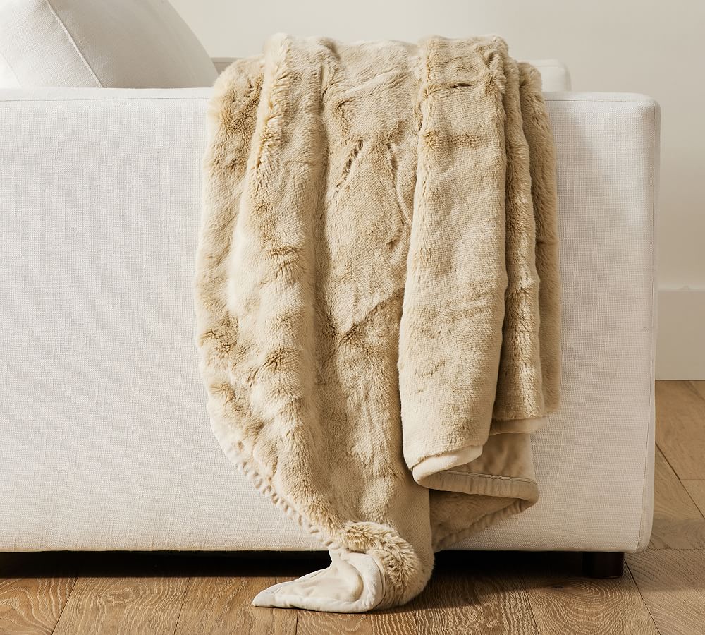 Pottery Barn Faux Fur Alpaca Throw Blanket