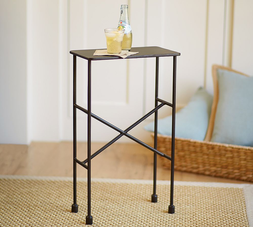 Pottery Barn Zane Rectangular Metal Accent Table (14")