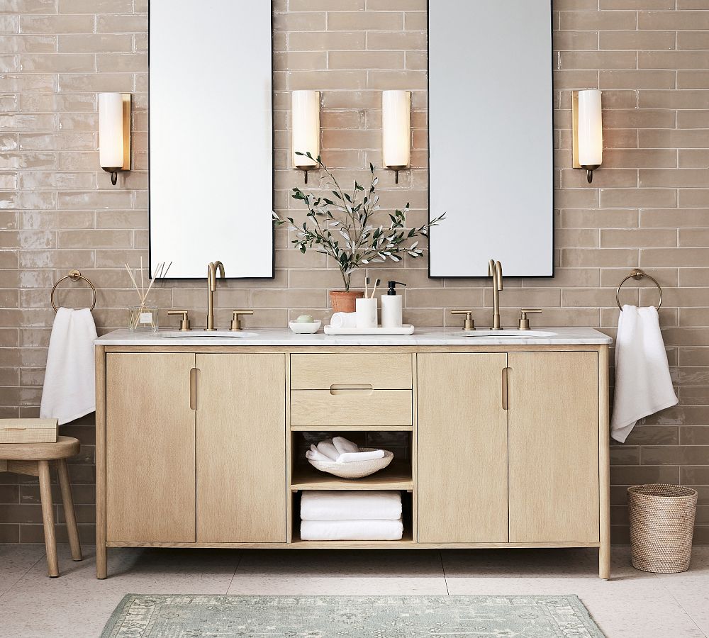 Pottery Barn Tava Handwoven Rattan Bathroom Accessories