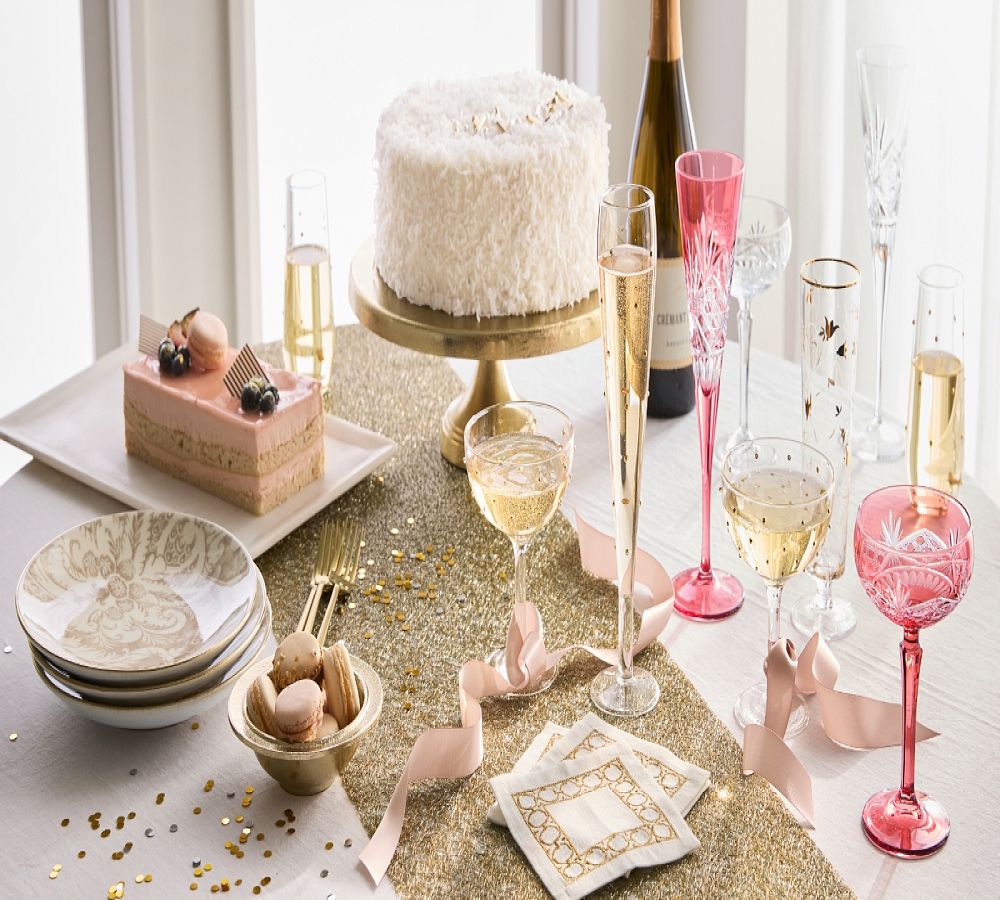 Pottery Barn Gold Tile Cotton/Linen Cocktail Coasters - Set of 4