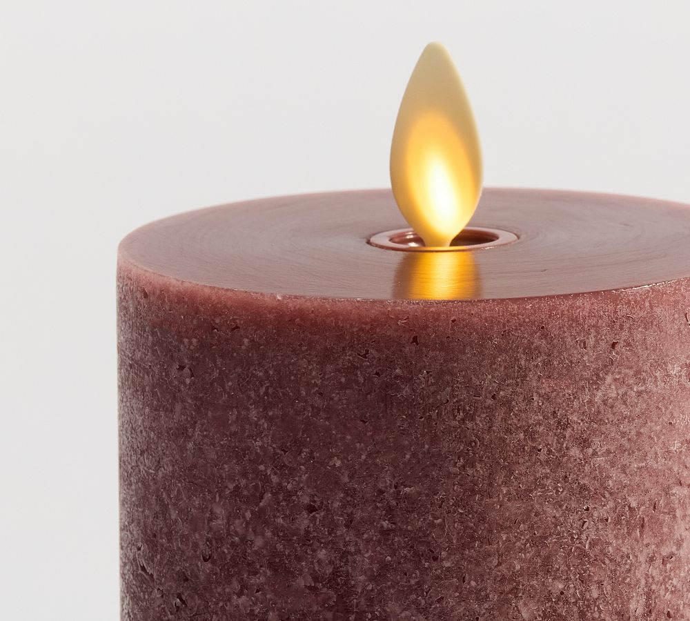 Pottery Barn Premium Flickering Flameless Wax Pillar Candle - Salt Washed