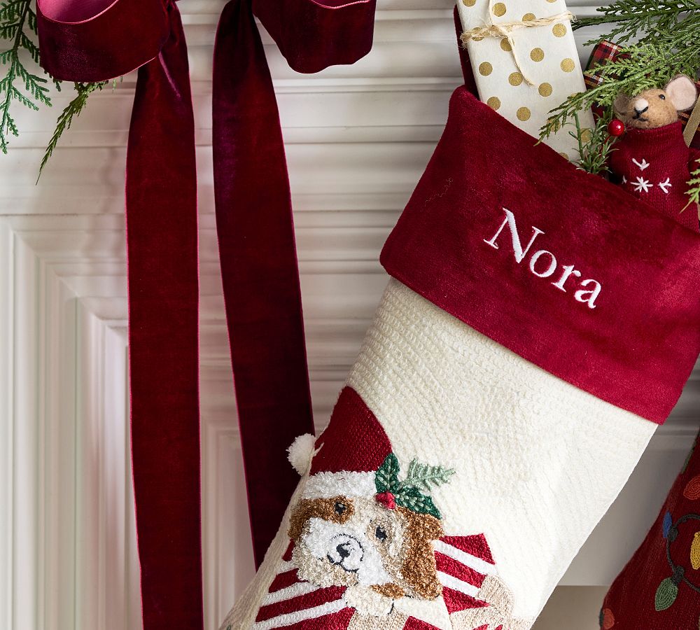 Pottery Barn Holiday Icons Crewel Stockings