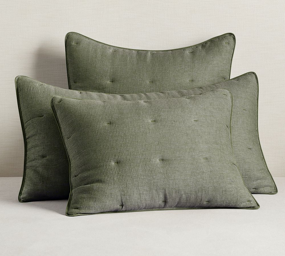 Pottery Barn European Flax Linen Tufted Waffle Comforter Sham