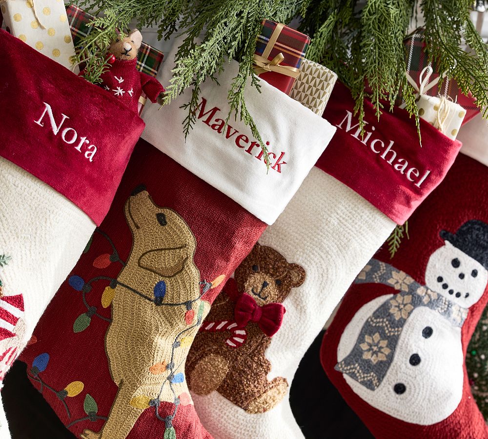 Pottery Barn Holiday Icons Crewel Stockings