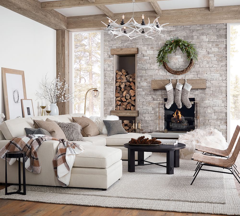 Pottery Barn Lodge Plaid Sherpa Back Throw