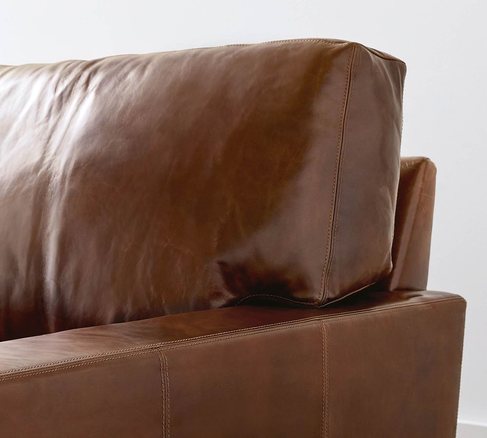 Pottery Barn Turner Square Arm Leather 3-Piece L-Shaped Sectional (106"&ndash;111")