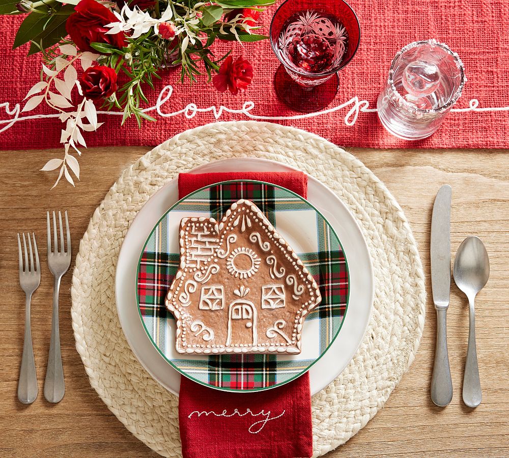 Pottery Barn Gingerbread House Stoneware Appetizer Plates - Set of 4