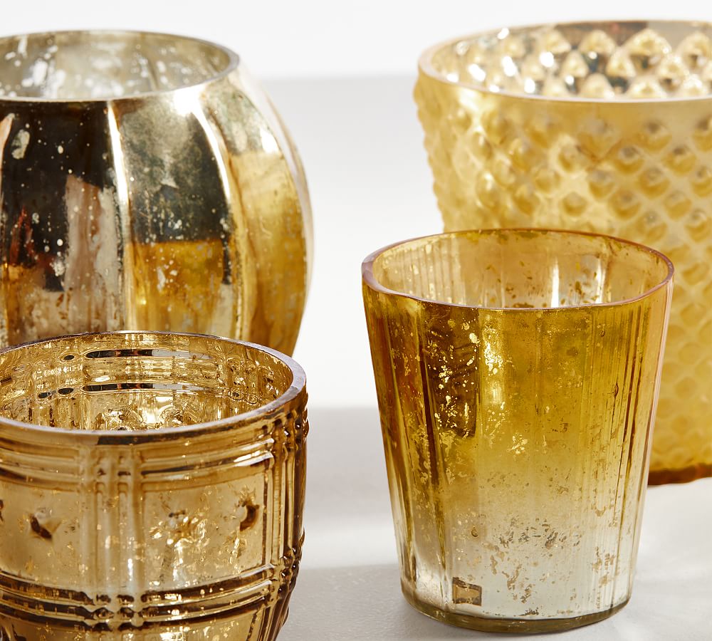 Pottery Barn Eclectic Mercury Glass Votive Holders, Set of 6