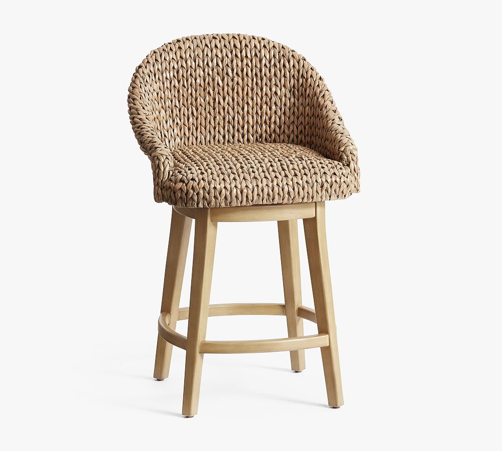 Pottery Barn Seagrass Bucket Swivel Counter Stool