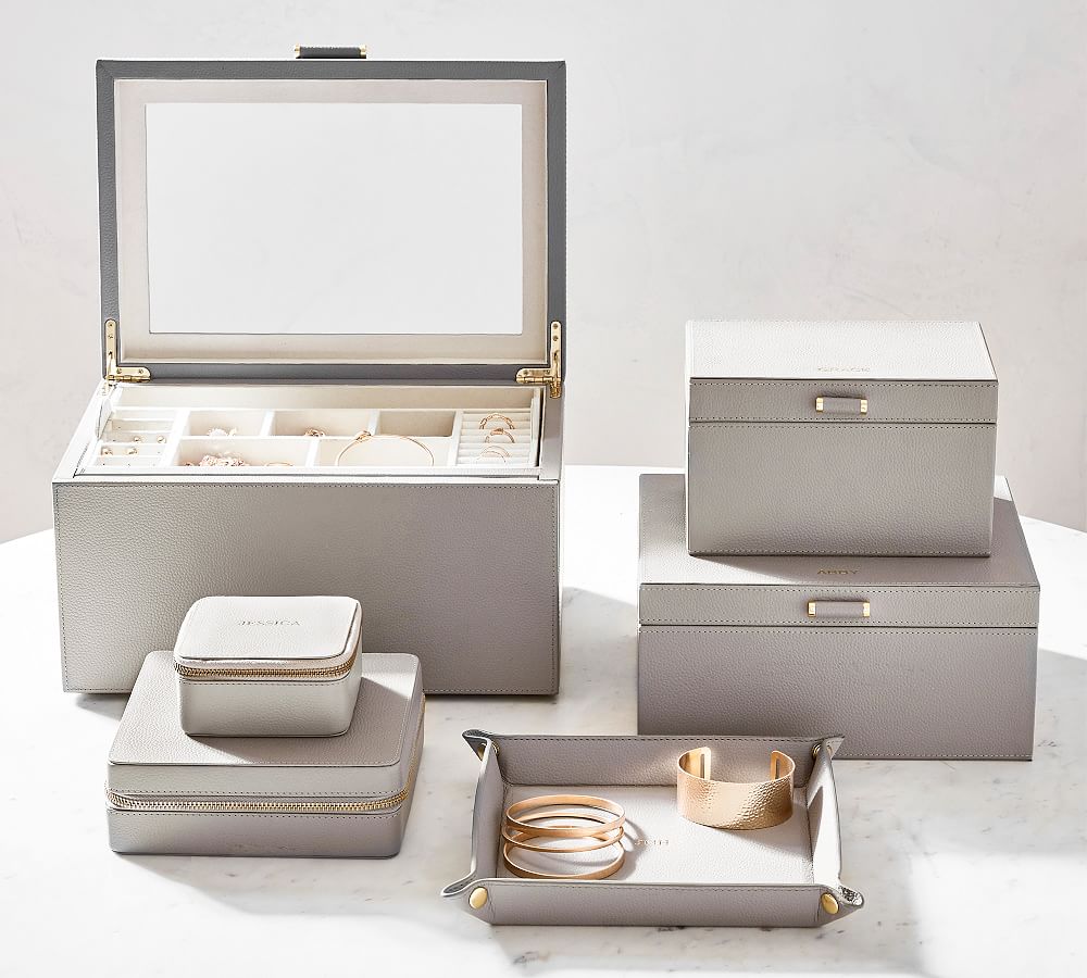 Pottery Barn Quinn Leather Jewelry Storage Collection - Foil Debossed
