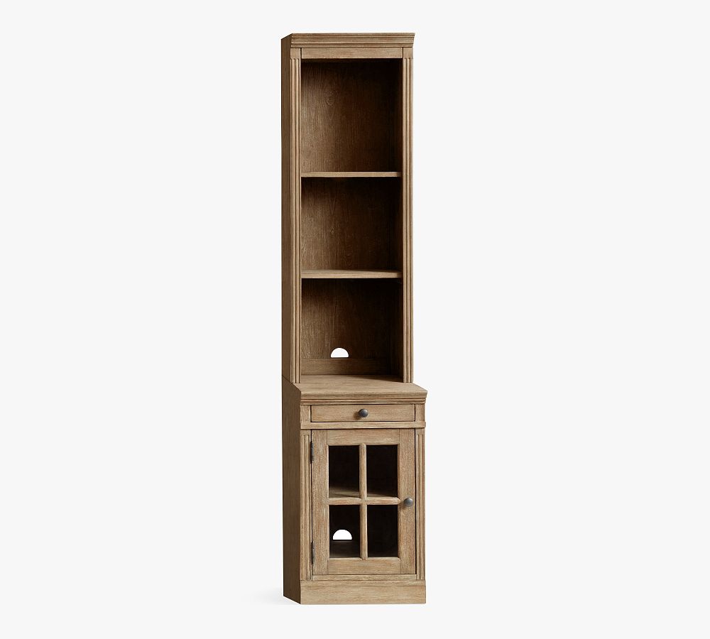 Pottery Barn Livingston Narrow Bookcase with Cabinet (17.5")