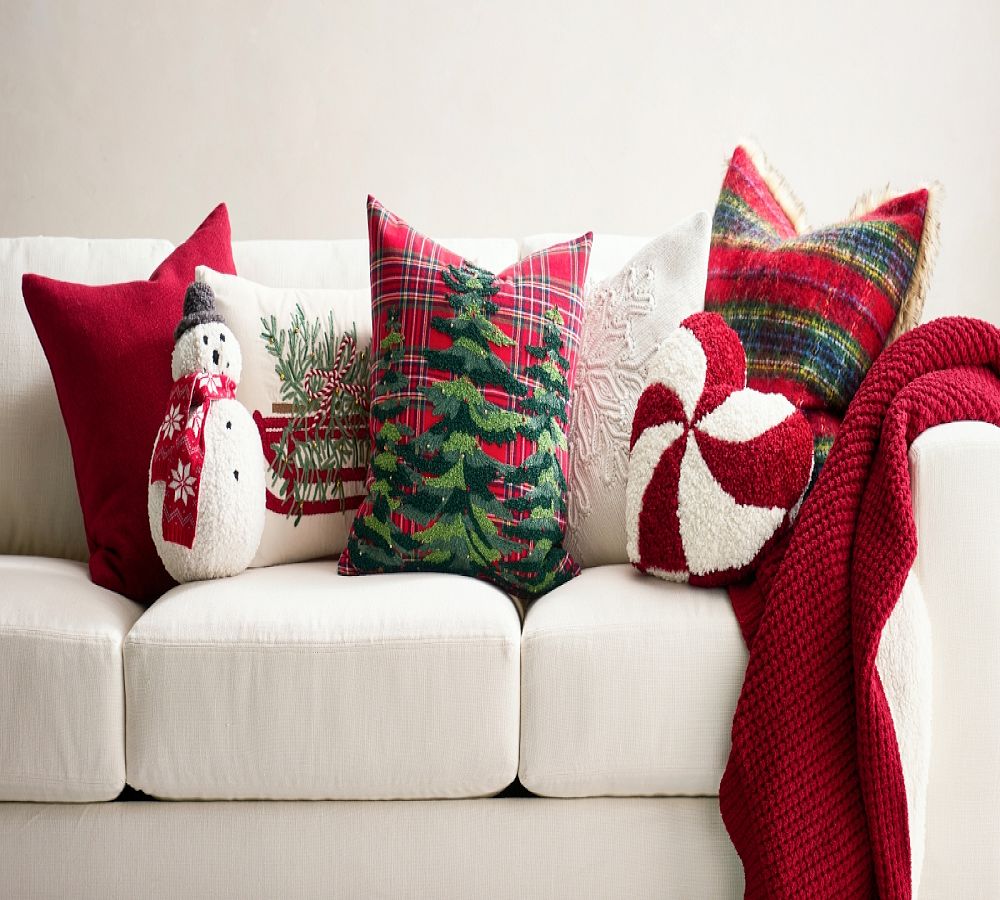 Pottery Barn Stewart Plaid with Faux Fur Back Pillow