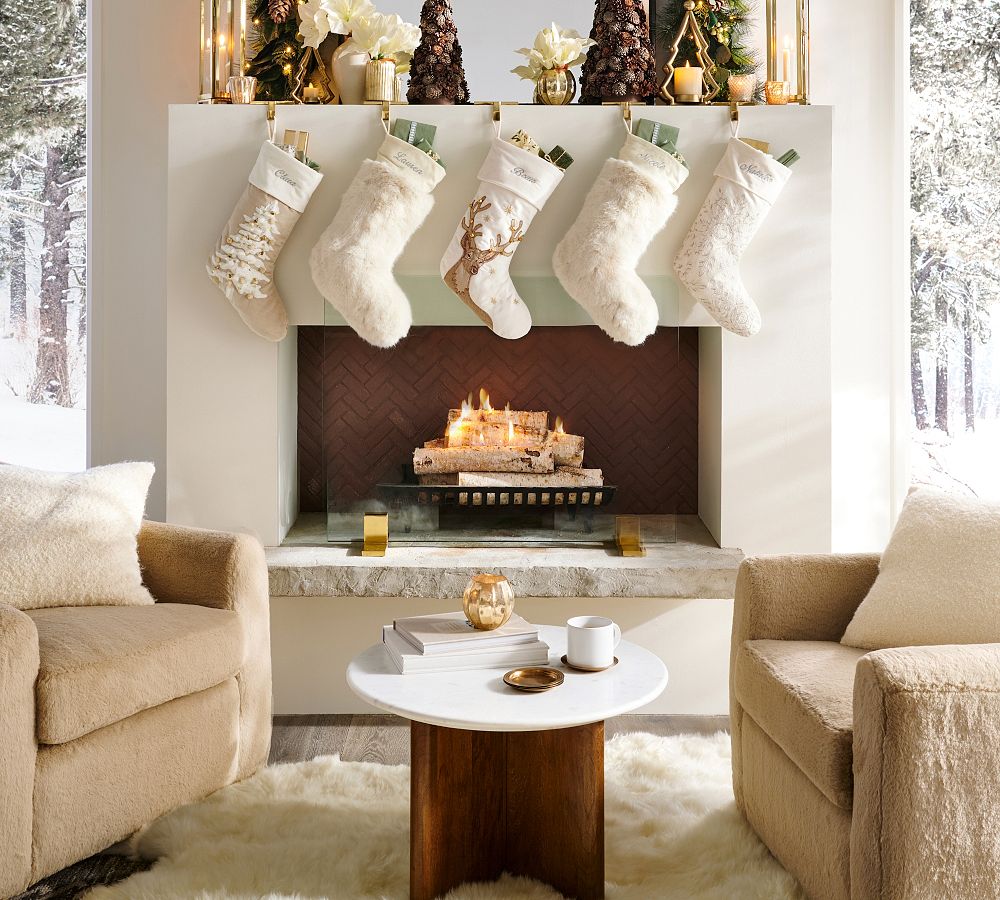 Pottery Barn Embellished Velvet Stockings
