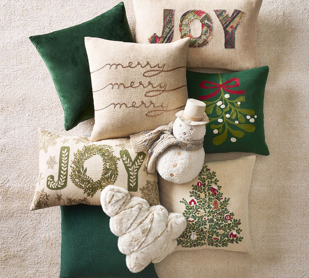 Pottery Barn Tree Embellished Shaped Pillow