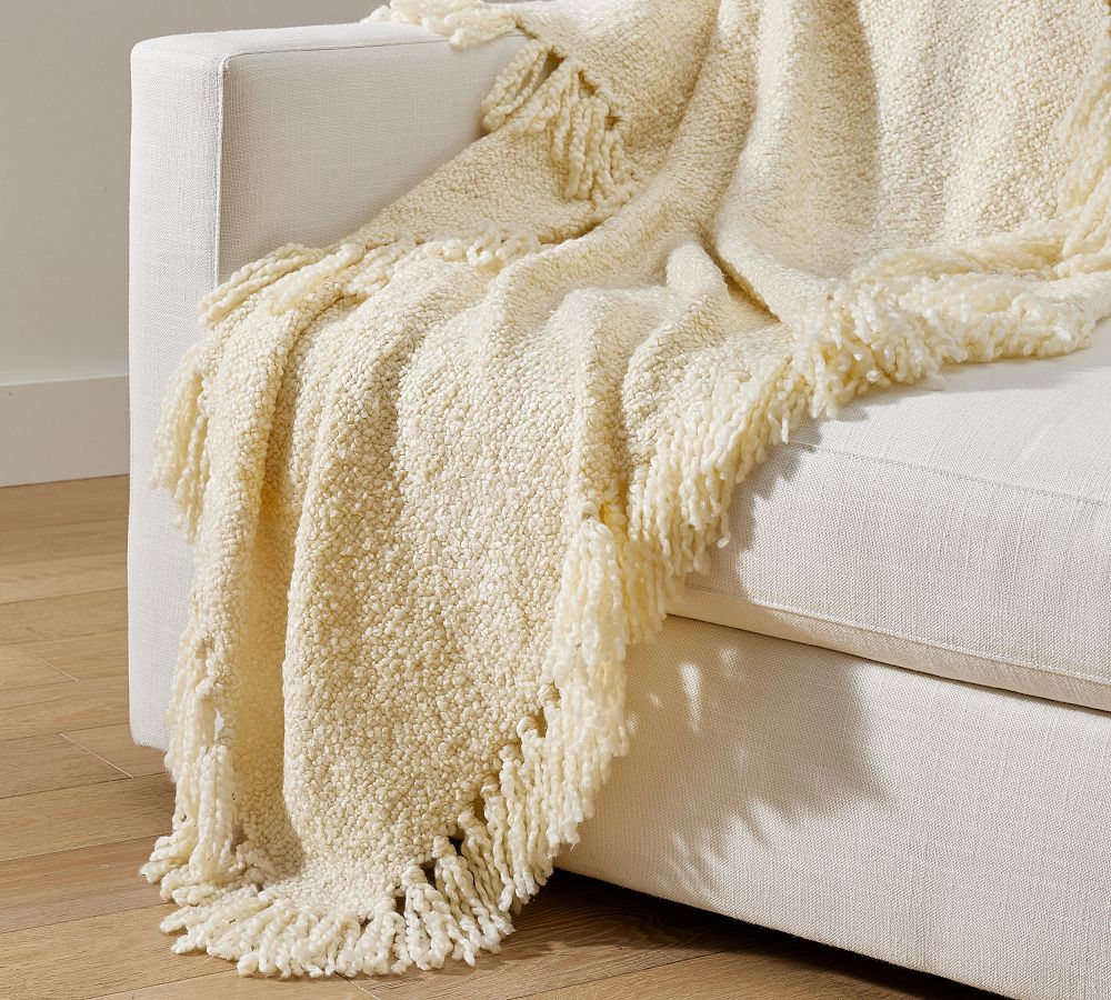 Pottery Barn Dreamy Handwoven Fringe Throw