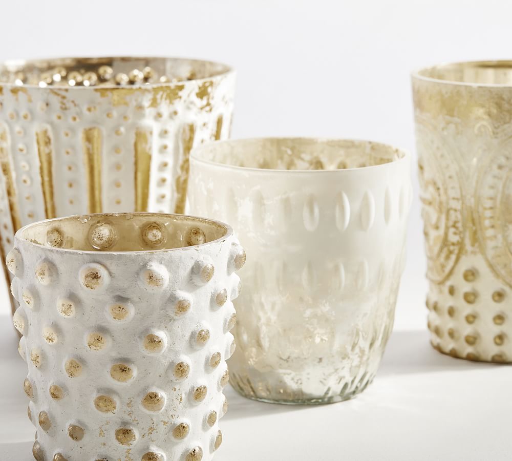 Pottery Barn Eclectic Mercury Glass Votive Holders, Set of 6