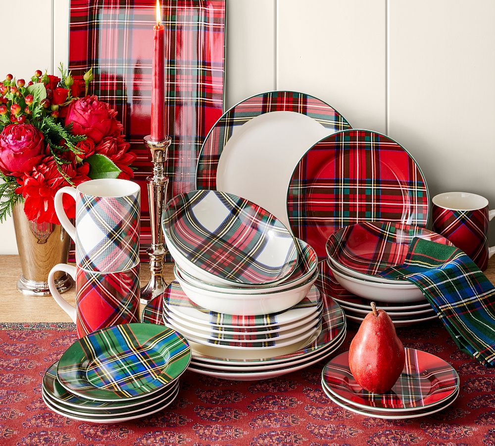 Pottery Barn Stewart Plaid 8-Piece Dinnerware Set