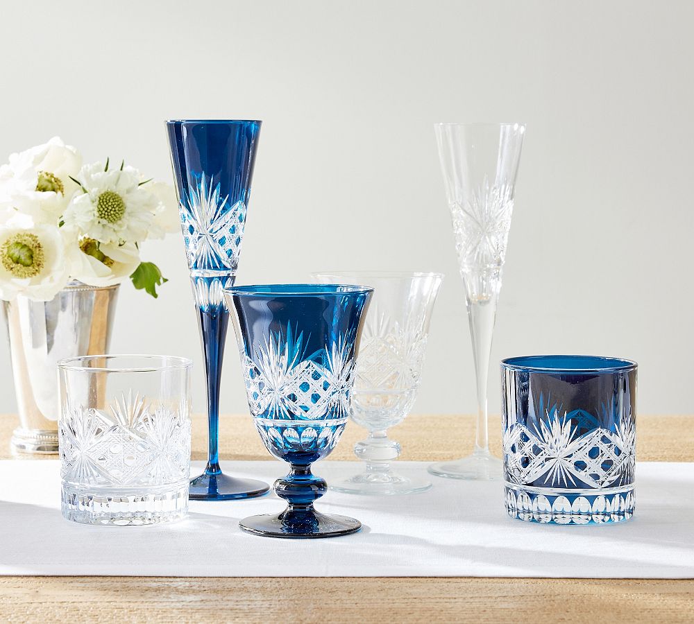 Pottery Barn Antique Cut Champagne Flutes