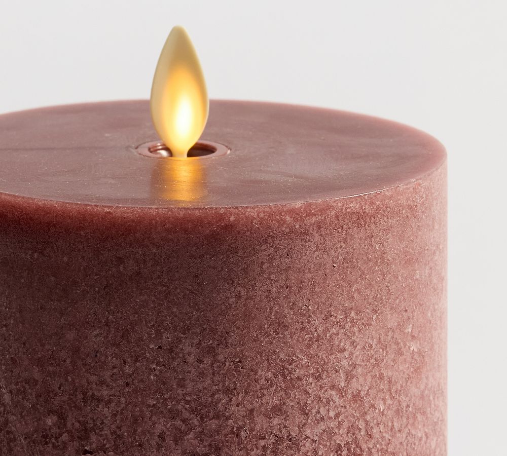 Pottery Barn Premium Flickering Flameless Wax Pillar Candle - Salt Washed