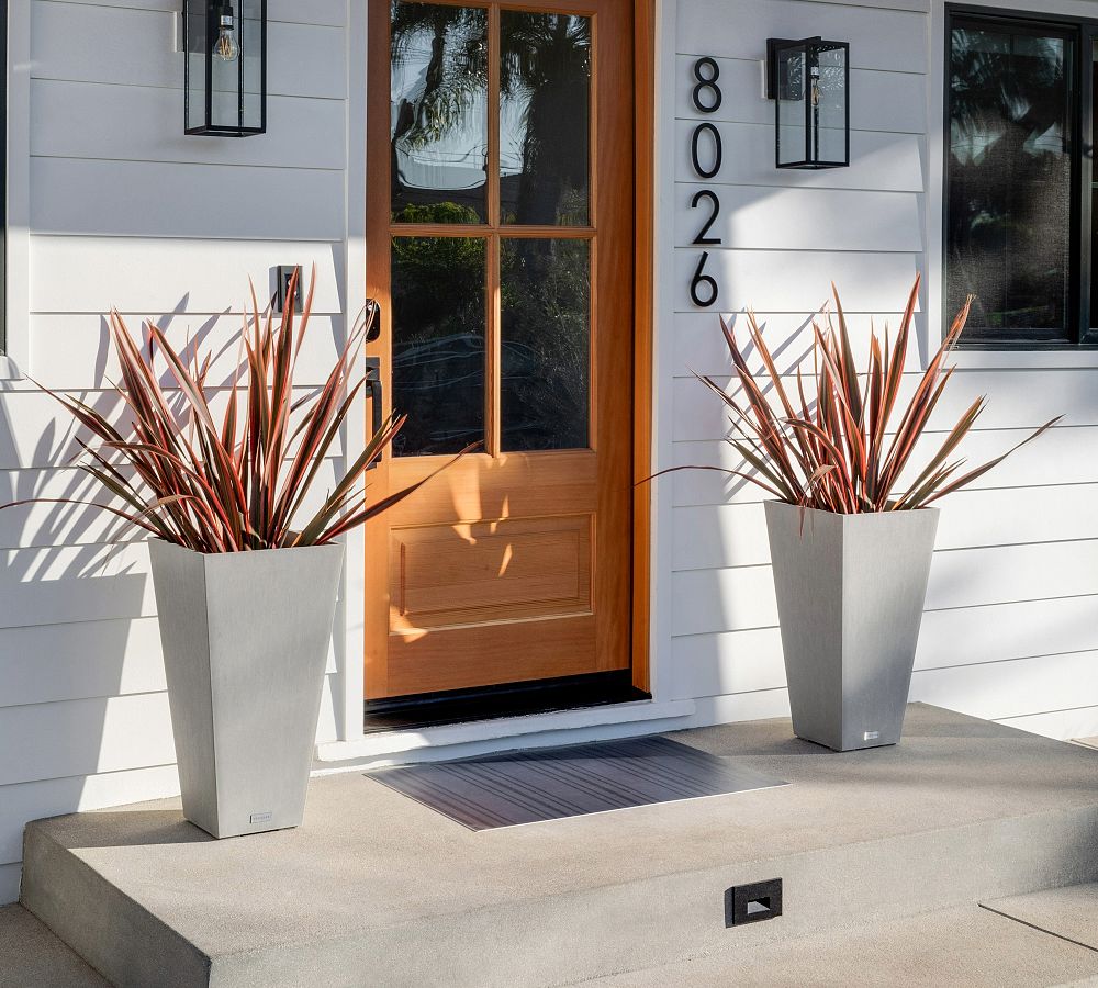 Pottery Barn All Weather Eco Hevea Tapered Cube Tall Outdoor Planters