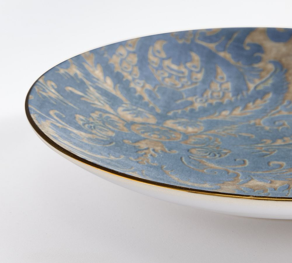 Pottery Barn Stella Damask Stoneware Salad Plates - Set of 4