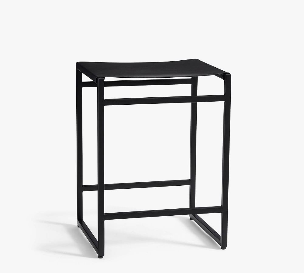 Pottery Barn Hardy Backless Leather Stool