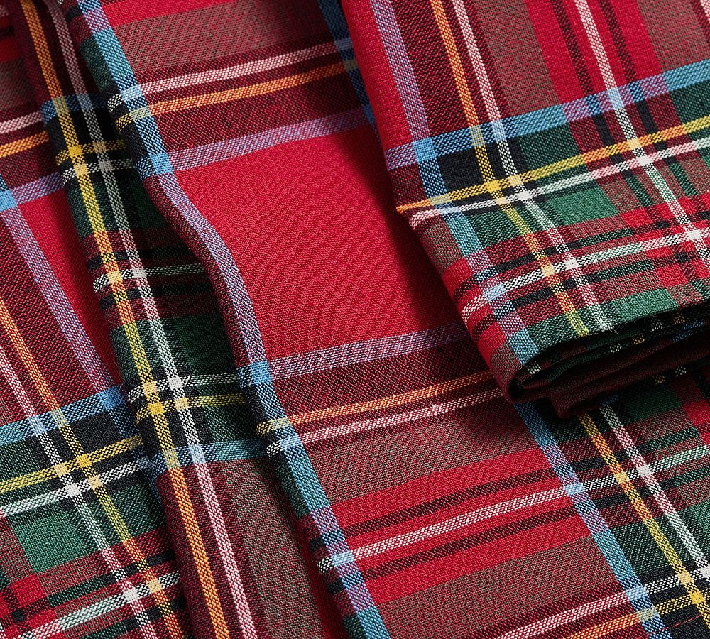 Pottery Barn Stewart Plaid Cotton Napkins - Set of 4
