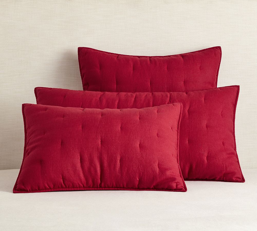 Pottery Barn Belgian Flax Linen Tufted Quilt