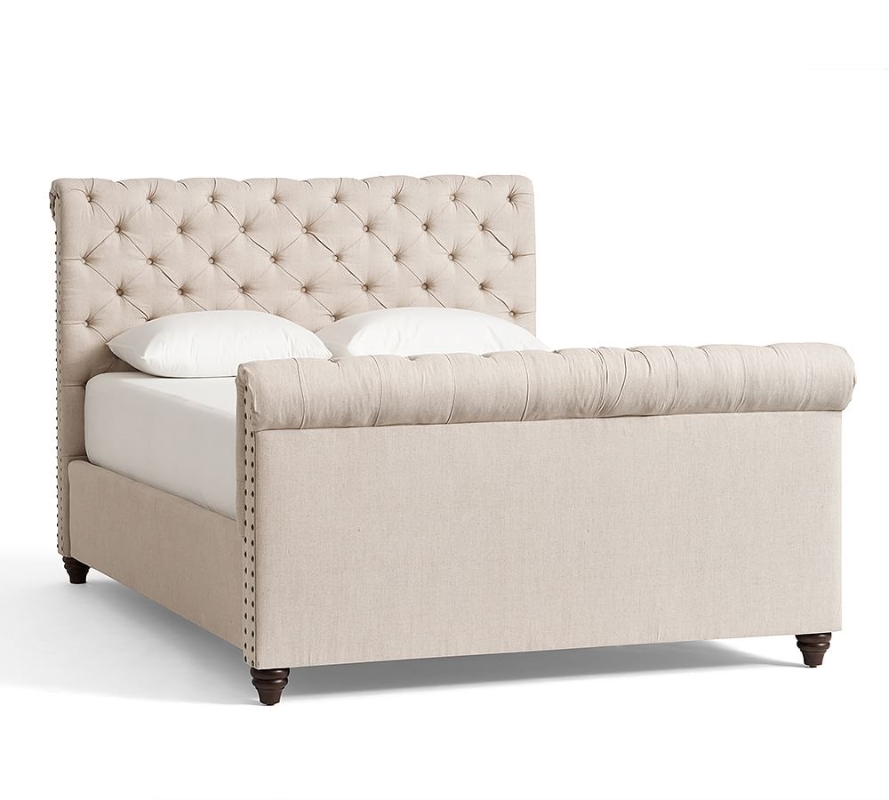 Pottery Barn Chesterfield Tufted Upholstered Bed with Footboard