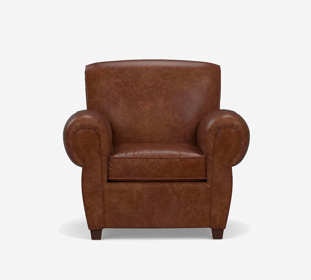 Pottery Barn Manhattan Roll Arm Leather Chair