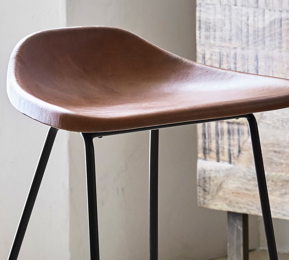 Pottery Barn Brenner Leather Counter Stool