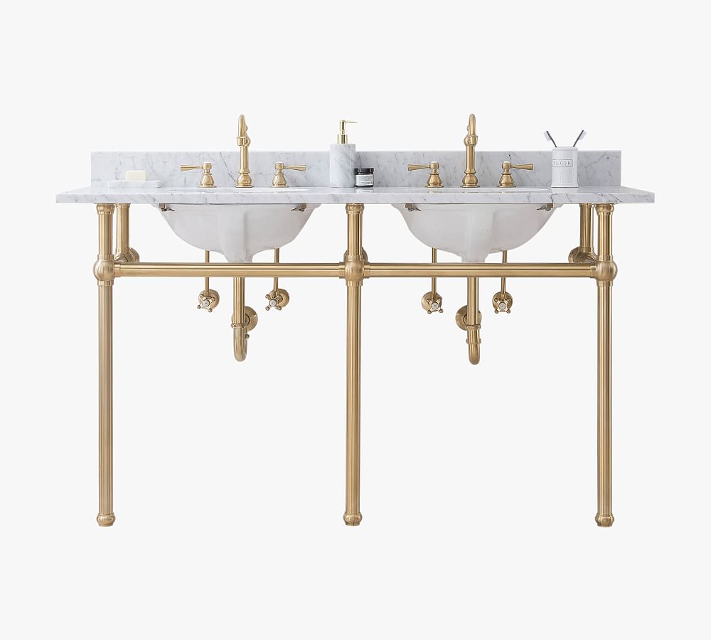 Pottery Barn Aveline 60-72" Marble Top Double Sink Vanity