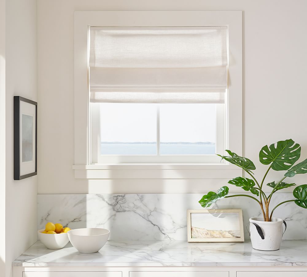 Pottery Barn Custom Emery Linen Cordless Roman Blackout Shade