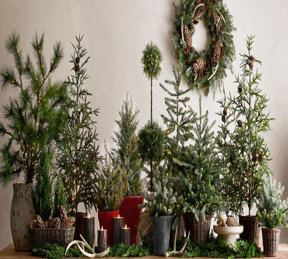 Pottery Barn Faux Lit Cedar Berry Pine Tree