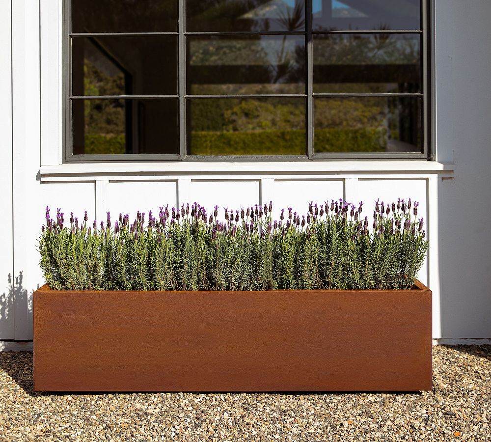 Pottery Barn Trough Corten Steel Outdoor Planters