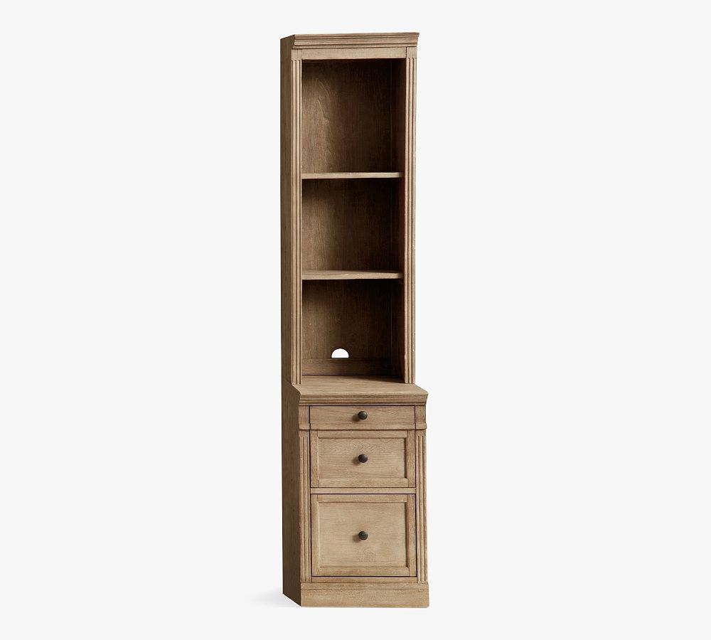 Pottery Barn Livingston Narrow Bookcase with Cabinet (17.5")