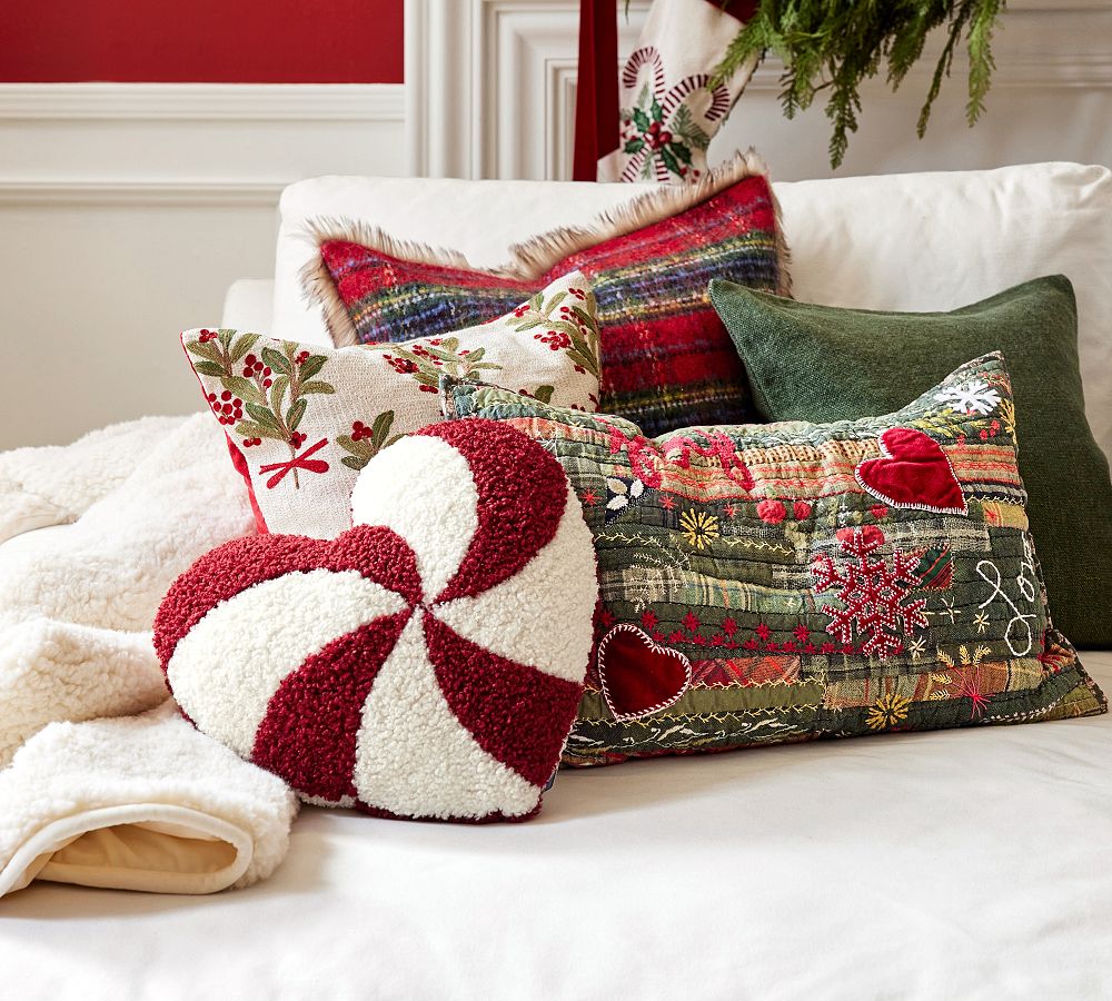 Pottery Barn Stewart Plaid with Faux Fur Back Pillow