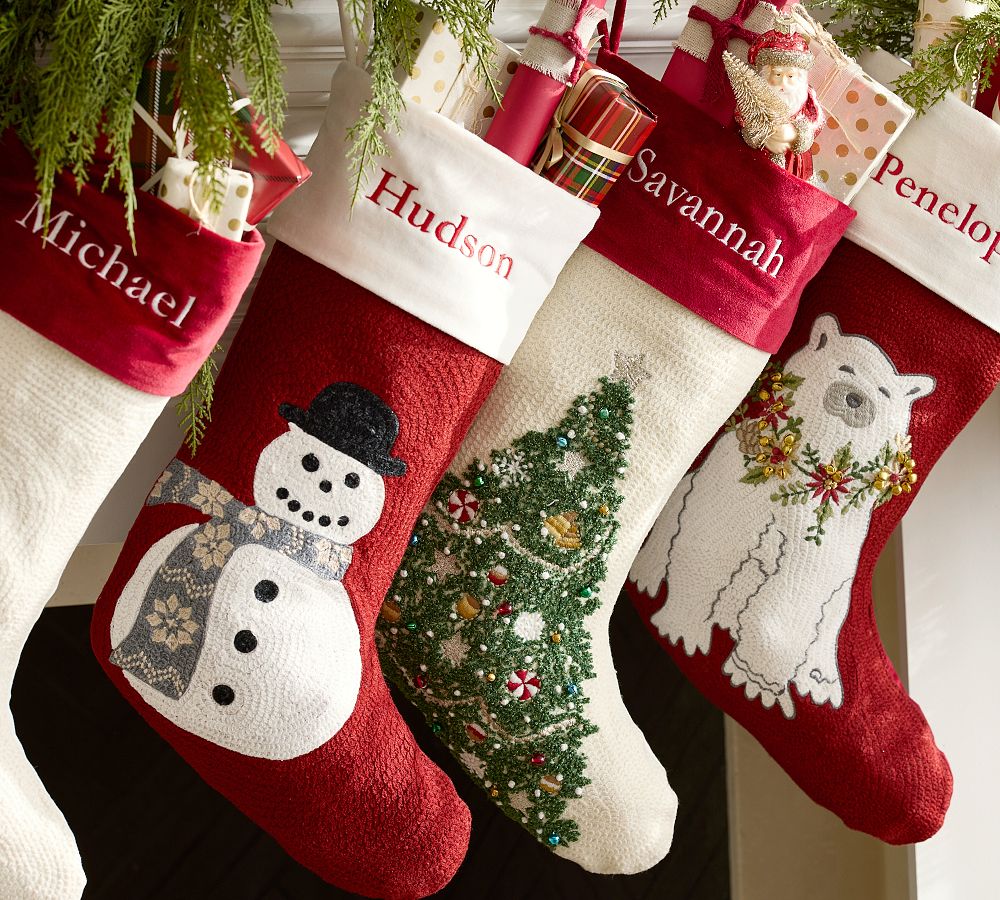 Pottery Barn Holiday Icons Crewel Stockings