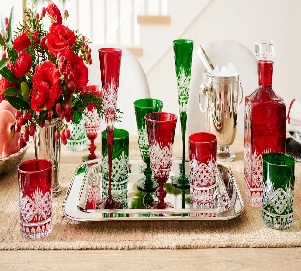 Pottery Barn Antique Cut Champagne Flutes
